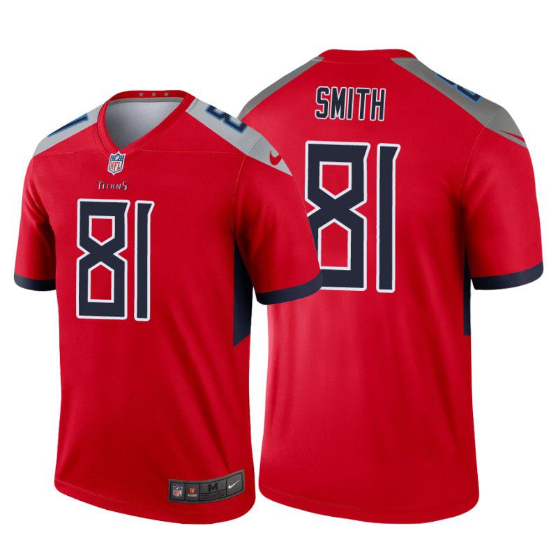Men Tennessee Titans 81 Jonnu Smith Nike Red Inverted Legend NFL Jersey